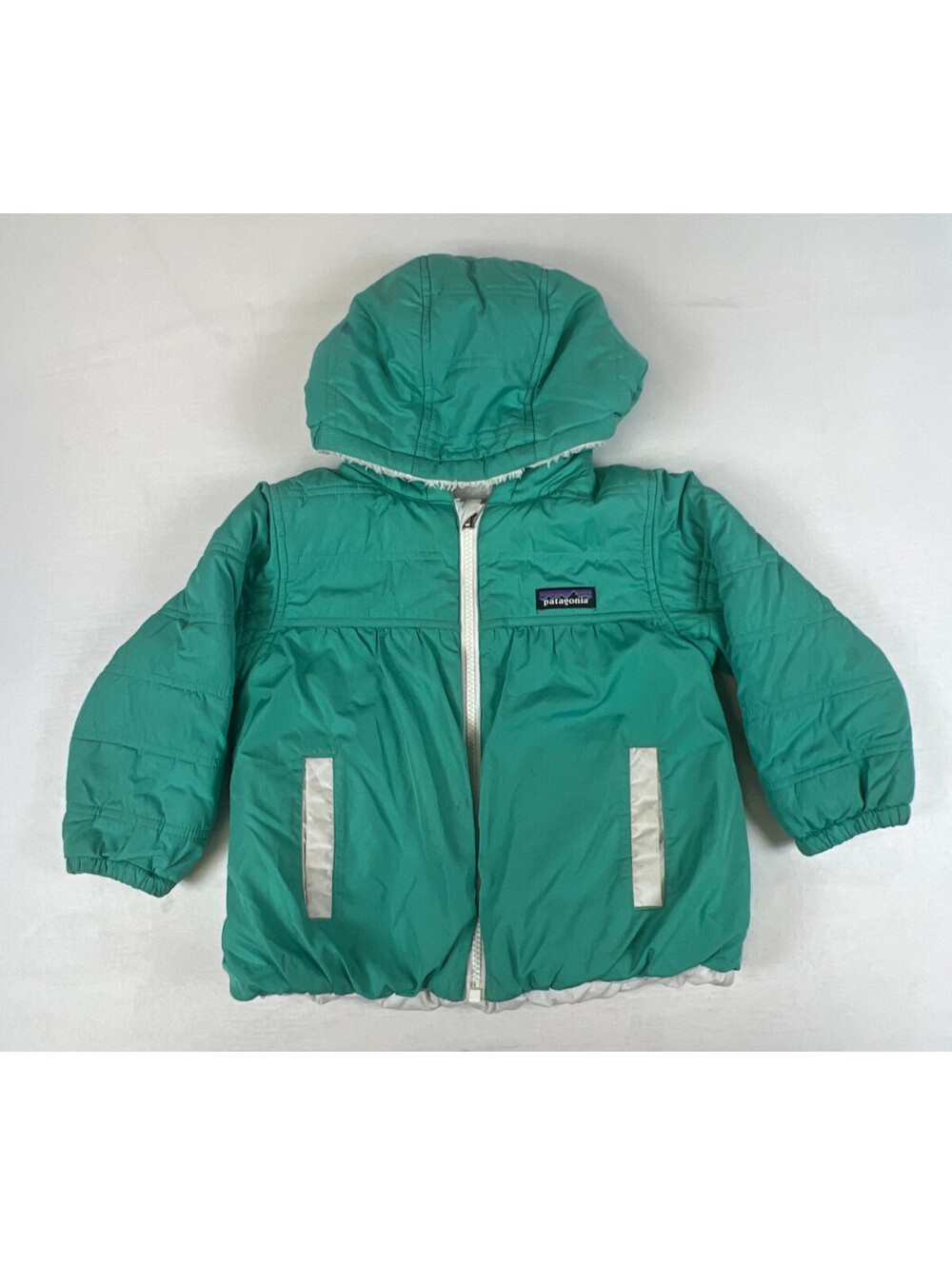 Patagonia Kids 4T Green Reversible Fleece Lined Winter Jacket Outdoor Coat